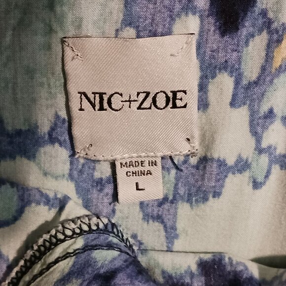 Nic+Zoe Summer Solstice V-Neck Short Sleeve Multicolored Blouse‎ Size L - Picture 8 of 12